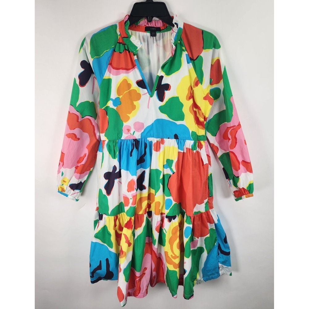 J.Crew‎ Ratti Jardin Floral Tiered Popover Dress Women's XXS Party Dress Pockets